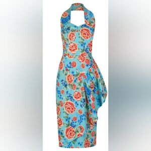 Lindy Bop UK Hawaiian Print Halter Wiggle dress